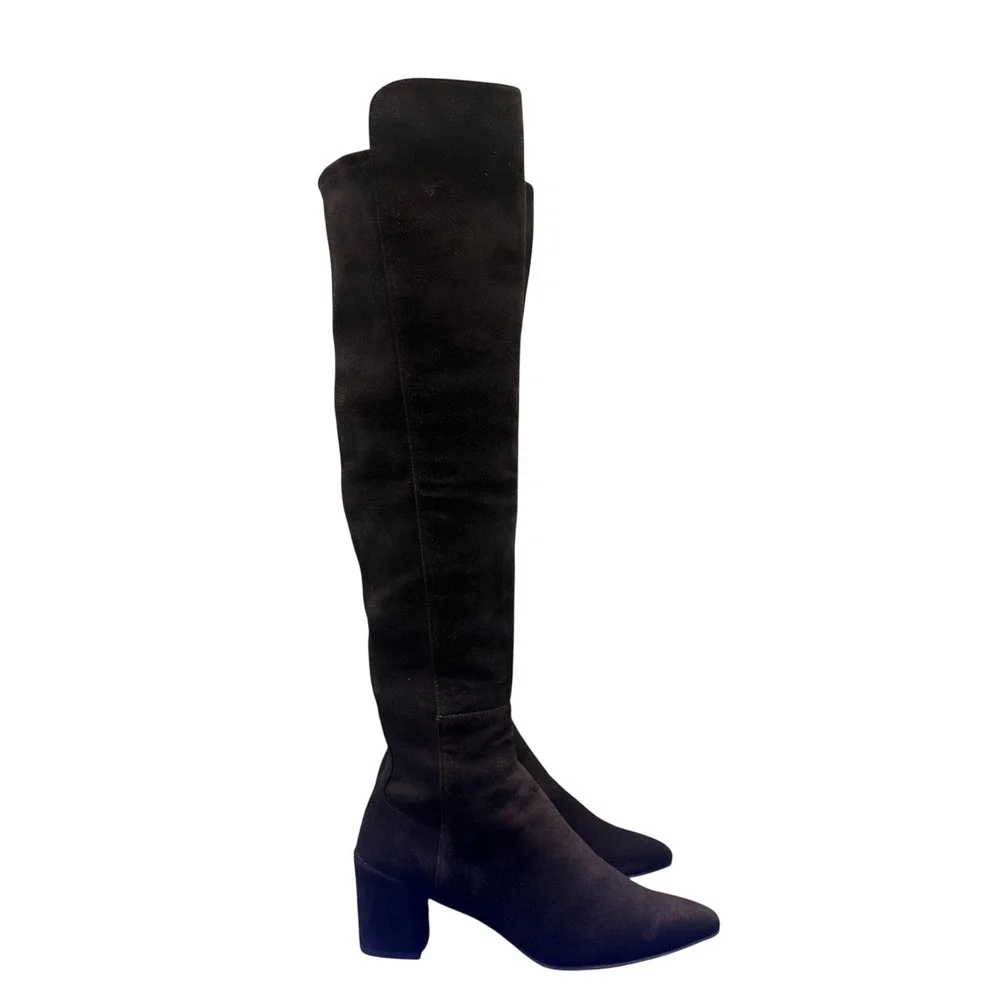 Size 6 Stuart Weitzman Allwayhunk Over The Knee Boots Brown Suede Block Heel